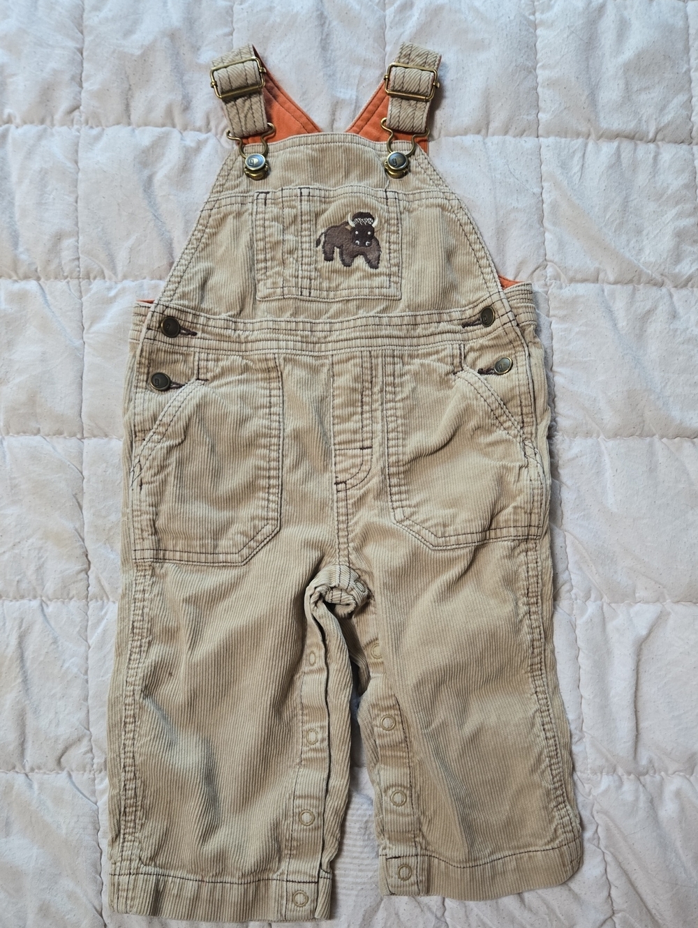 Gymboree Tan Corduroy Overalls With Lining 12-18m
